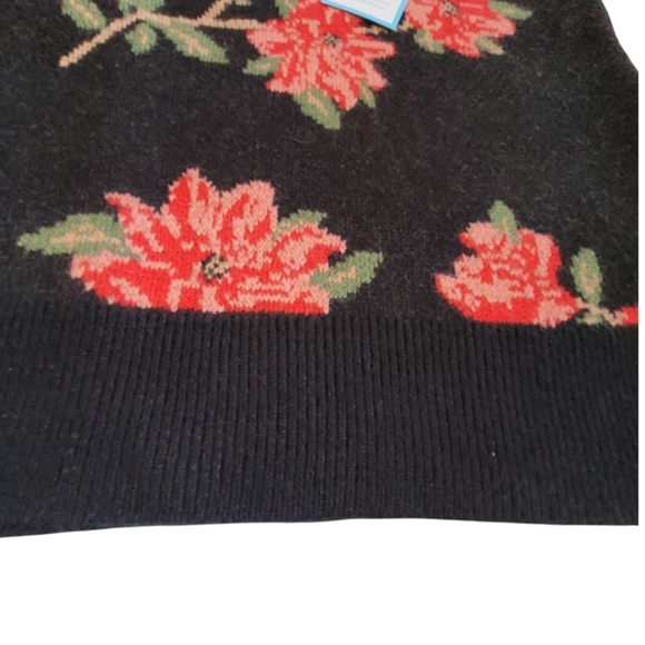 NEW Draper James RSVP Floral Jacquard Holiday Sweater Vest Black Red XXL - Picture 7 of 16